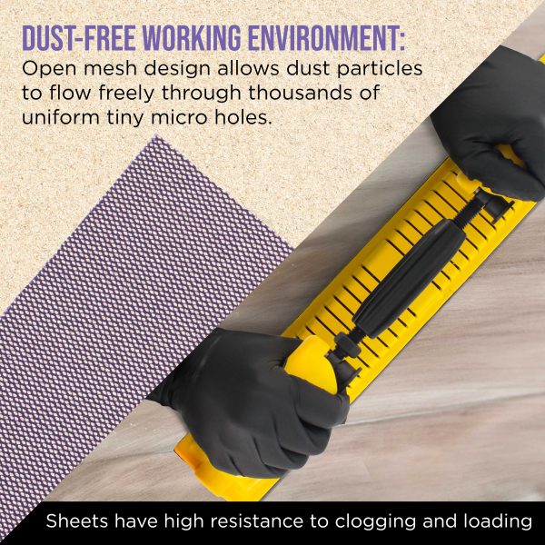 Premium 100 Grit Purple Ceramic Mesh Longboard Sandpaper, 2-3 4  Wide Continuous 10 Yard Roll - Dustless Hook & Loop Backing for Auto & Woodworking Air File Long Board Sanders, Sanding Block Online now - Image 5