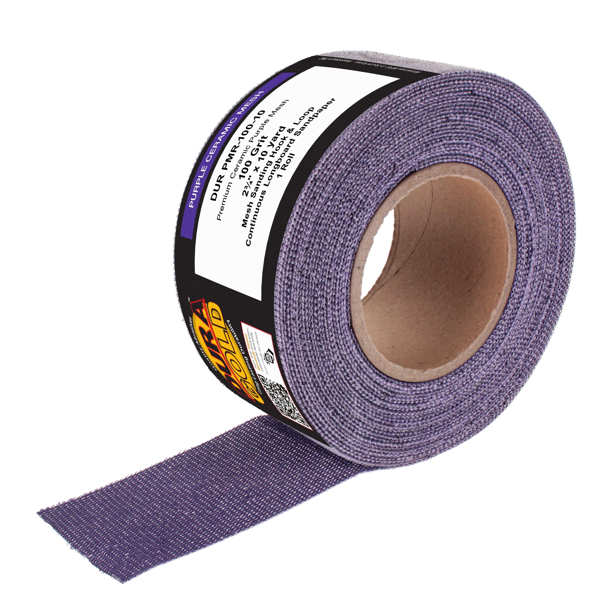 Premium 100 Grit Purple Ceramic Mesh Longboard Sandpaper, 2-3 4  Wide Continuous 10 Yard Roll – Dustless Hook & Loop Backing for Auto & Woodworking Air File Long Board Sanders, Sanding Block Online now