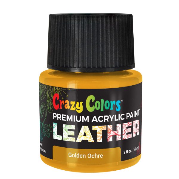 Golden Ochre Premium Acrylic Leather and Shoe Paint, 2 oz Bottle - Flexible, Crack, Scratch, Peel Resistant - Artist Create Custom Sneakers, Jackets, Bags, Purses, Furniture Artwork Online Hot Sale
