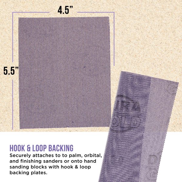 Premium 400 Grit 1 4 Sheet Size Purple Ceramic Mesh Sandpaper, Box of 16 - 4.5  x 5.5  Dustless Hook & Loop Backing, Palm Sanders, Sanding Blocks - Long-Lasting Fast Cut - Woodworking, Auto Fashion - Image 3