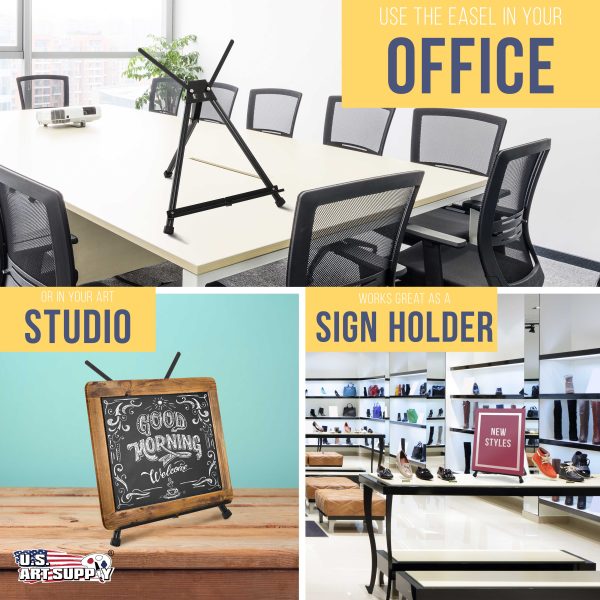 15  to 21  High Adjustable Black Aluminum Tabletop Display Easel (Pack of 3) - Portable Artist Tripod Stand with Extension Arm Wings, Folding Frame Supply - Image 5