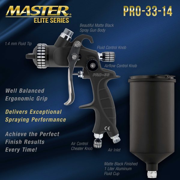 High-Performance PRO-33 Series HVLP Spray Gun with 1.4mm Tip and Air Pressure Regulator Gauge, MPS Cup Adapter For Cheap - Image 3