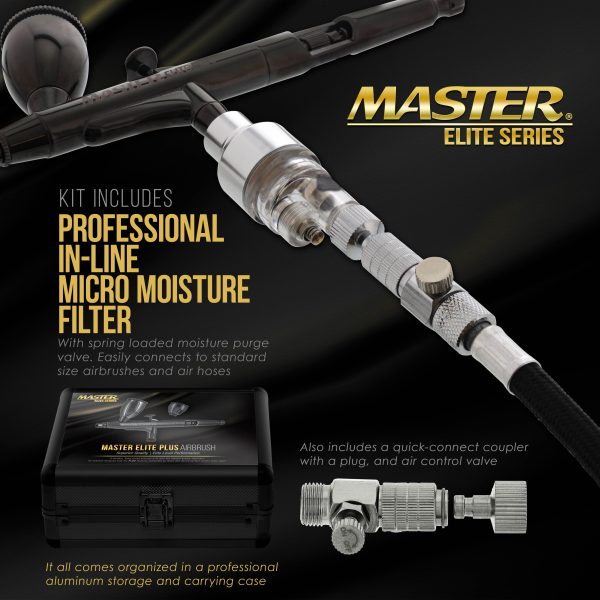 Master Elite Plus Ultimate Airbrush Set, Model 120 - Elite Level Spray Performance Dual-Action Gravity Feed Airbrush Kit, 0.2, 0.3 and 0.5 mm Tips, Case For Cheap - Image 5