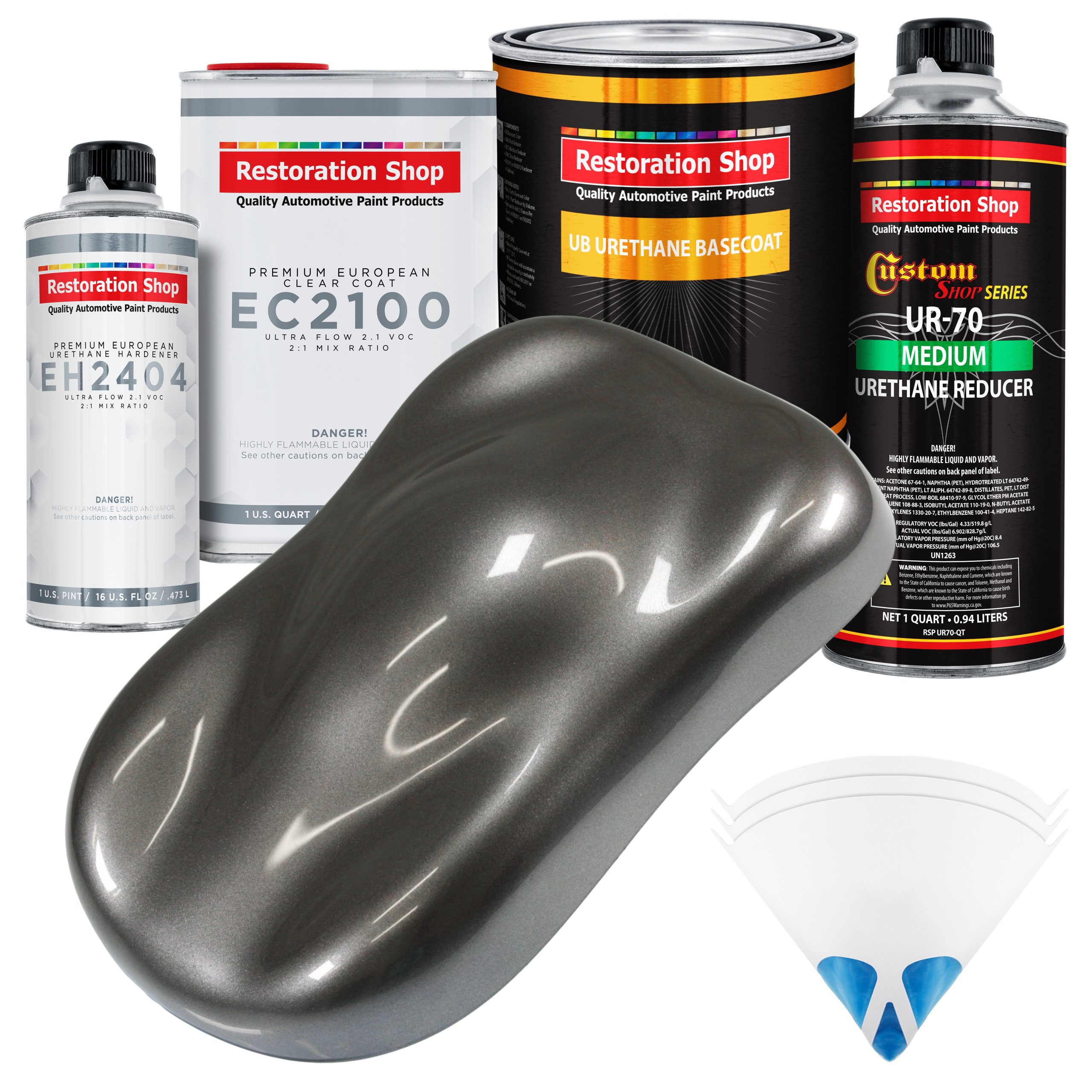 Chop Top Silver Metallic Urethane Basecoat with European Clearcoat Auto Paint – Complete Quart Paint Color Kit – Automotive Refinish Coating Sale