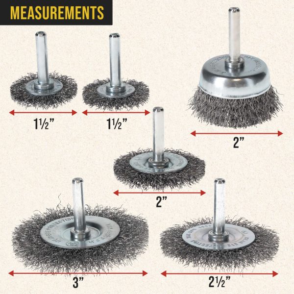 Dura-Gold 6-Piece Abrasive Wire Wheel and Cup Brush Set, 1 4  Drill Shank, Carbon Steel Bristles - Clean Remove Grind, Strip Rust, Corrosion, Paint Online Hot Sale - Image 3