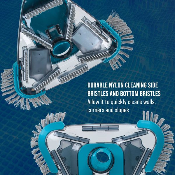 U.S. Pool Supply Premium Triangular Weighted Pool Vacuum Head with Side Brushes, Swivel Connection, EZ Clip Handle - Above Ground & Inground Pools Online Hot Sale - Image 4