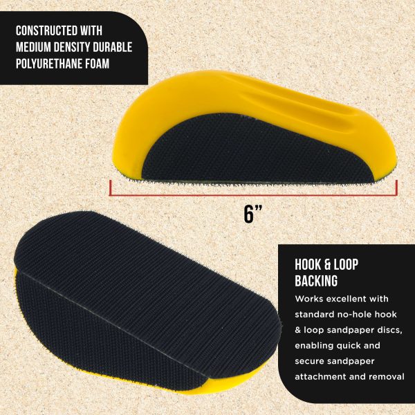 Dura-Gold Pro Series 6  Mouse-Shaped Hand Sanding Block Pad for Hook & Loop, PSA 6  DA Sanding Discs, 2 Pack, Conversion Adapter Pad for PSA Sandpaper Supply - Image 3