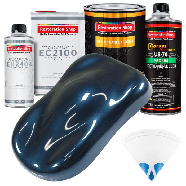 Moonlight Drive Blue Metallic Urethane Basecoat with European Clearcoat Auto Paint - Complete Quart Paint Color Kit - Automotive Refinish Coating Supply