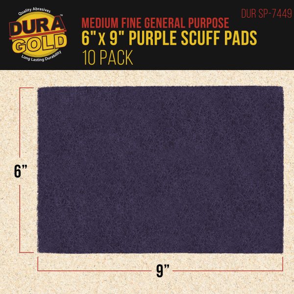 Dura-Gold Premium 6  x 9  Purple Medium Fine Scuff Pads, Box of 10 - Scuffing, Sanding, Cleaning, Auto Paint Color Blend Surface Adhesion Preparation For Discount - Image 2