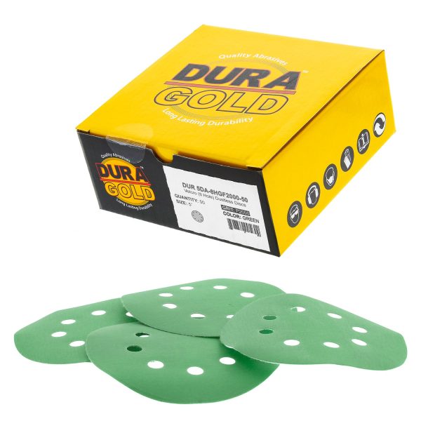 2000 Grit - 5  Green Film DA Sanding Discs - 8-Hole Pattern Hook and Loop - Box of 50 Sale