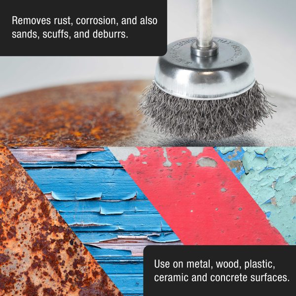 Dura-Gold 6-Piece Abrasive Wire Wheel and Cup Brush Set, 1 4  Drill Shank, Carbon Steel Bristles - Clean Remove Grind, Strip Rust, Corrosion, Paint Online Hot Sale - Image 5