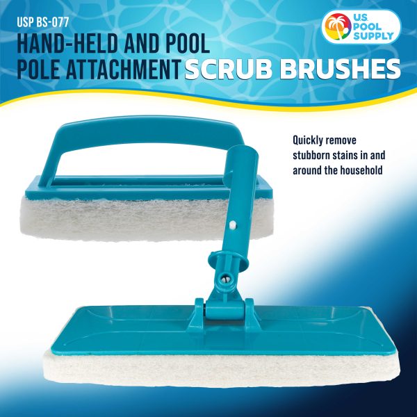 U.S. Pool Supply Hand-Held and Pool Pole Attachment Scrub Brushes - Surface Scrubbing Scouring Sponge Pads - Clean Pool Tile Grout, Walls Vinyl Liners Online - Image 2