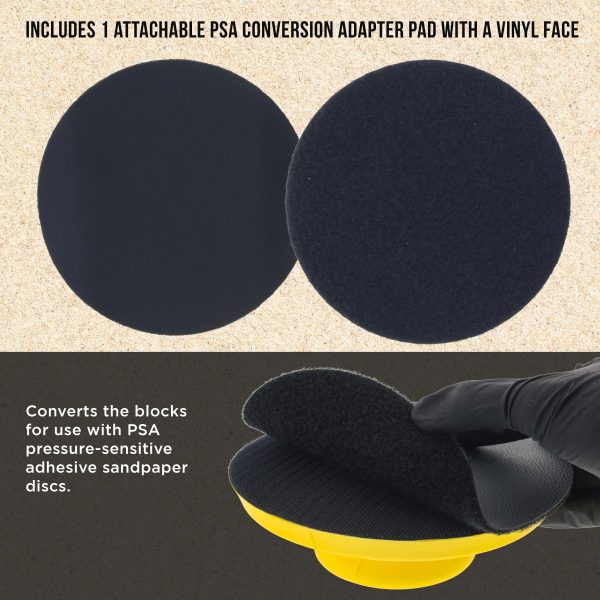 Dura-Gold Pro Series 6  Round-Shaped Hand Sanding Block Pad for Hook & Loop, PSA 6  DA Sanding Discs, 2 Pack, Conversion Adapter Pad for PSA Sandpaper Online Hot Sale - Image 5