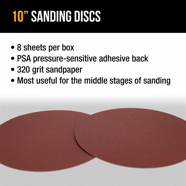 Dura-Gold Premium 10  PSA Sanding Discs - 320 Grit (Box of 8) - Sandpaper Discs with Self Adhesive, Fast Cutting Aluminum Oxide, Drywall, Floor, Wood Discount - Image 4