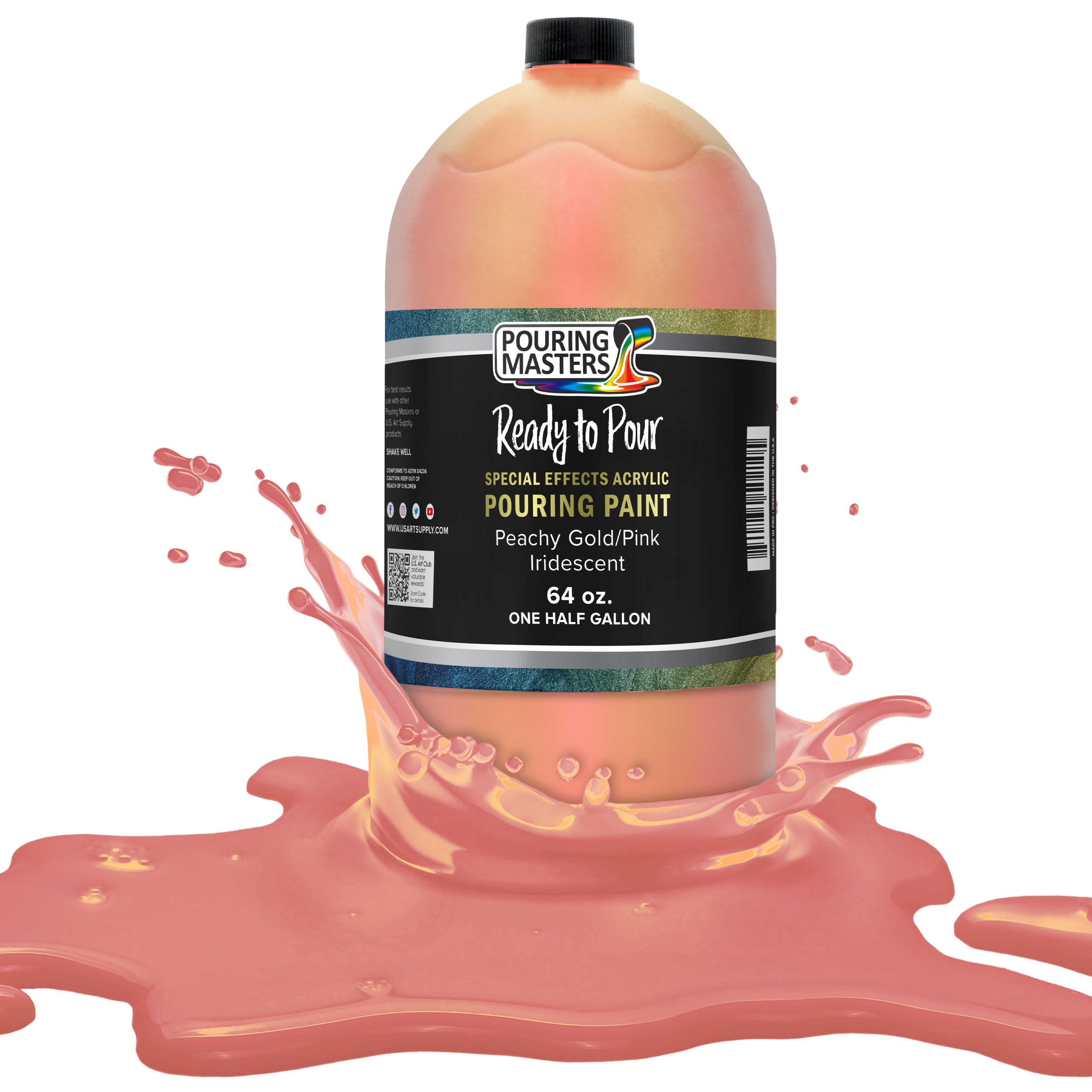 Peachy Gold Pink Iridescent Special Effects Pouring Paint – Half Gallon Bottle – Acrylic Ready to Pour Pre-Mixed Water Based for Canvas and More on Sale