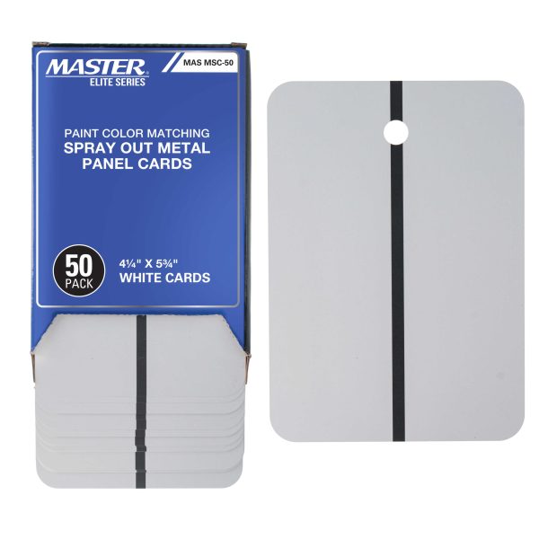 Master Elite Paint Color Matching Spray Out Metal Panel Cards (Pack of 50, White) - Test Coverage, Sheen, Metallic Flow - Check Color Match Accuracy Online