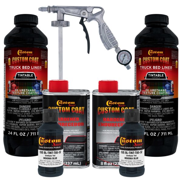 Federal Standard Color #25045 Insignia Blue T85 Urethane Spray-On Truck Bed Liner, 2 Quart Kit, Spray Gun & Regulator - Textured Protective Coating For Cheap