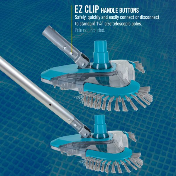 U.S. Pool Supply Premium Triangular Weighted Pool Vacuum Head with Side Brushes, Swivel Connection, EZ Clip Handle - Above Ground & Inground Pools Online Hot Sale - Image 5