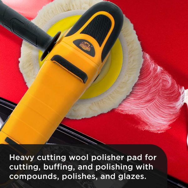 Dura-Gold 3 Pack of 8  100% Premium Wool Hook & Loop Grip Buffing Pads with a 7  Flexible Edge Backing Plate - Compound Cutting, Polishing - Polisher For Discount - Image 5