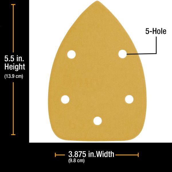220 Grit - 5-Hole Pattern Hook & Loop Sanding Sheets for Mouse Sanders - Box of 24 Discount - Image 2
