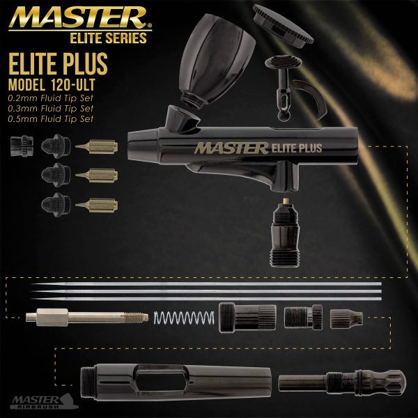Master Elite Plus Ultimate Airbrush Set, Model 120 - Elite Level Spray Performance Dual-Action Gravity Feed Airbrush Kit, 0.2, 0.3 and 0.5 mm Tips, Case For Cheap - Image 3