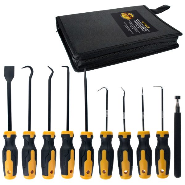 Dura-Gold 10-Piece Hook and Pick Set with Scraper & Magnetic Telescoping Pick Up Tool Kit - Precision Puller Hooks 45, 90, 135 Degree Angles Supply
