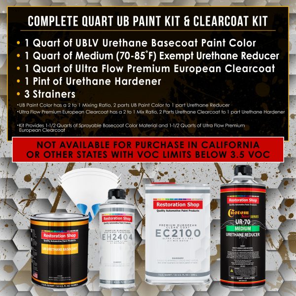 Sterling Silver Metallic Urethane Basecoat with European Clearcoat Auto Paint - Complete Quart Paint Color Kit - Automotive Refinish Coating For Discount - Image 2