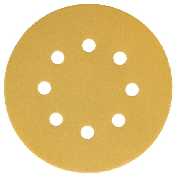 320 Grit - 5  Gold DA Sanding Discs - 8-Hole Pattern Hook and Loop - Box of 50 Fashion - Image 2