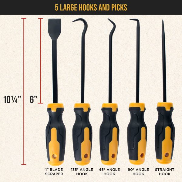 Dura-Gold 10-Piece Hook and Pick Set with Scraper & Magnetic Telescoping Pick Up Tool Kit - Precision Puller Hooks 45, 90, 135 Degree Angles Supply - Image 3