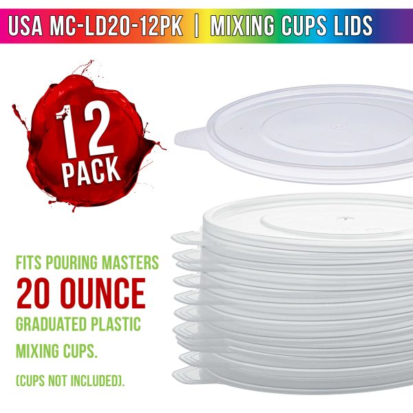 Pouring Masters Box of 12 Mixing Cup Lids Only that Fit Pouring Masters 20 Ounce (600ml) Graduated Plastic Measuring Cups - Prevent Spills, Auto Paint Sale - Image 2