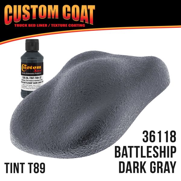 Federal Standard Color #36118 Battleship Dark Gray T89 Urethane Roll-On, Brush-On or Spray-On Truck Bed Liner, 2 Quart Kit with Roller Applicator Kit Online Hot Sale - Image 2