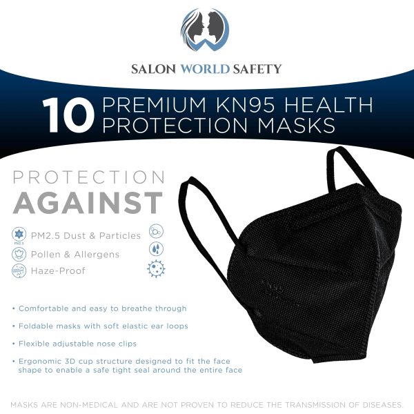 Black KN95 Protective Masks, Pack of 10 - Filter Efficiency ?95%, 5-Layers, Protection Against PM2.5 Dust, Pollen, Haze-Proof - Sanitary 5-Ply Discount - Image 2