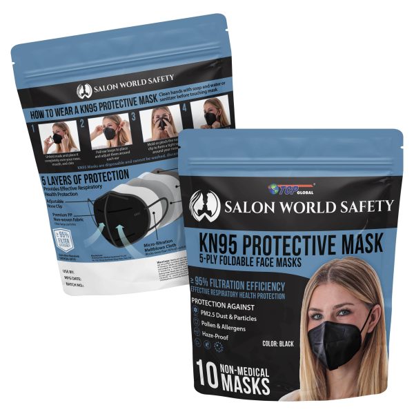 Black KN95 Protective Masks, Pack of 10 - Filter Efficiency ?95%, 5-Layers, Protection Against PM2.5 Dust, Pollen, Haze-Proof - Sanitary 5-Ply Discount - Image 5