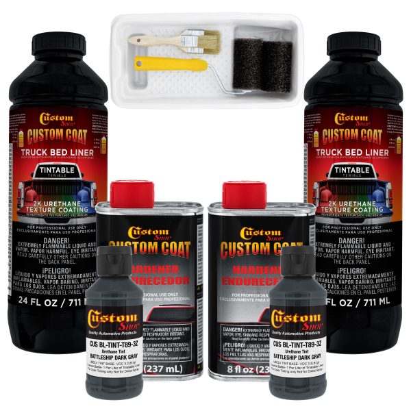 Federal Standard Color #36118 Battleship Dark Gray T89 Urethane Roll-On, Brush-On or Spray-On Truck Bed Liner, 2 Quart Kit with Roller Applicator Kit Online Hot Sale