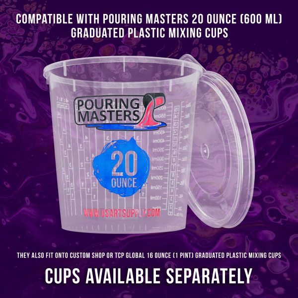 Pouring Masters Box of 12 Mixing Cup Lids Only that Fit Pouring Masters 20 Ounce (600ml) Graduated Plastic Measuring Cups - Prevent Spills, Auto Paint Sale - Image 4