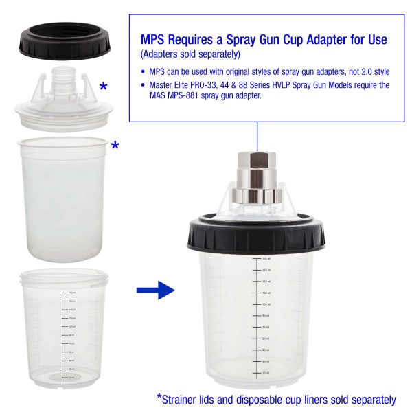 Master Paint System MPS, 4 Pack Set of Mini Size 6 Ounce (180ml) Hard Cups and Retainer Rings - 4 Hard Cups and 4 Rings Supply - Image 3