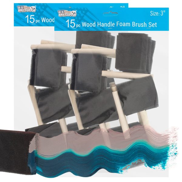 3 inch Foam Sponge Wood Handle Paint Brush Set (Super Value Pack of 30) - Lightweight, durable and great for Acrylics, Stains, Varnishes, Crafts, Art For Discount - Image 5
