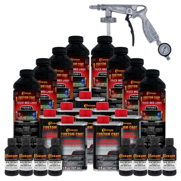 Federal Standard Color #37031 Camo Smoke Black T93 Urethane Spray-On Truck Bed Liner, 2 Gallon Kit, Spray Gun & Regulator - Textured Protective Coating Online now