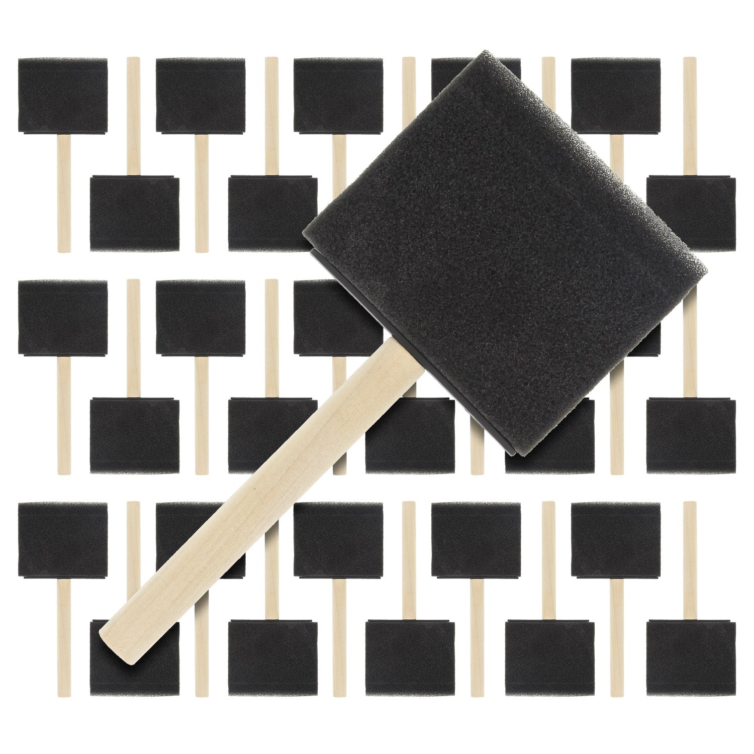 3 inch Foam Sponge Wood Handle Paint Brush Set (Super Value Pack of 30) – Lightweight, durable and great for Acrylics, Stains, Varnishes, Crafts, Art For Discount