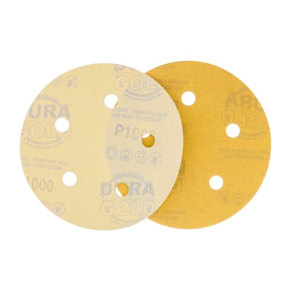 1000 Grit - 5  Gold DA Sanding Discs - 5-Hole Pattern Hook and Loop - Box of 50 Supply - Image 4