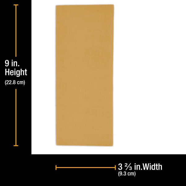 1000 Grit - 1 3 Sheet Size Wood Workers Gold, 3-2 3  x 9  with Hook & Loop Backing - Box of 20 Sheets - Jitterbug Sander Online Sale - Image 2