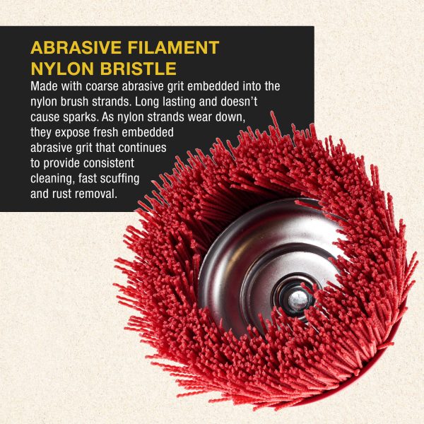 Dura-Gold 6  Abrasive Filament Nylon Bristle Cup Brush, Coarse Sanding Scuffing, 5 8  11 Thread, 1 4  Drill - Remove Rust, Paint - Bed Liner Coating Cheap - Image 4