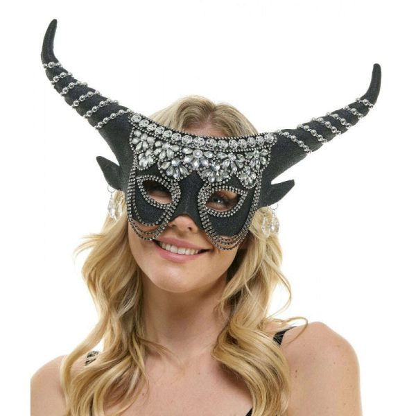 Jeweled Venetian Mask w  Long Horns Online Hot Sale